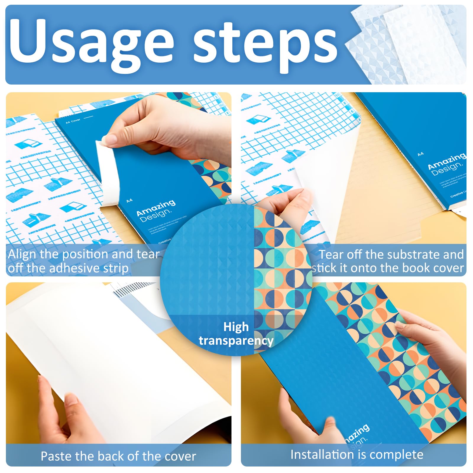 Coprilibri Trasparenti A4 - 10 Pezzi Con Adesivi, Pellicola Protettiva Per Libri E Quaderni - Foto 6