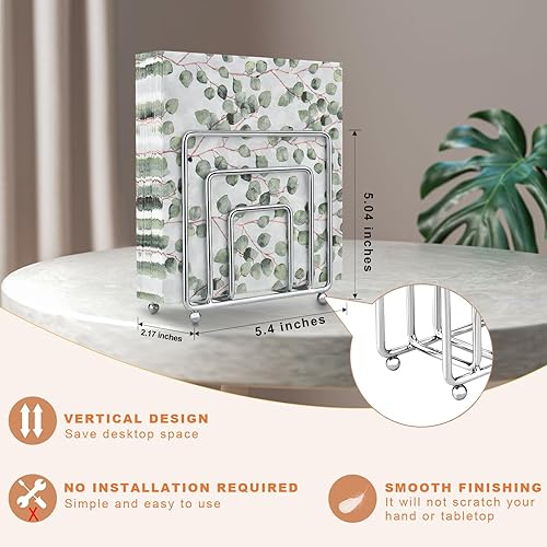Miniatura 2 de Servilletero, servilleteros plateados para mesa, cocina y encimeras, moderno soporte de servilletas de papel de cóctel de metal, dispensador de