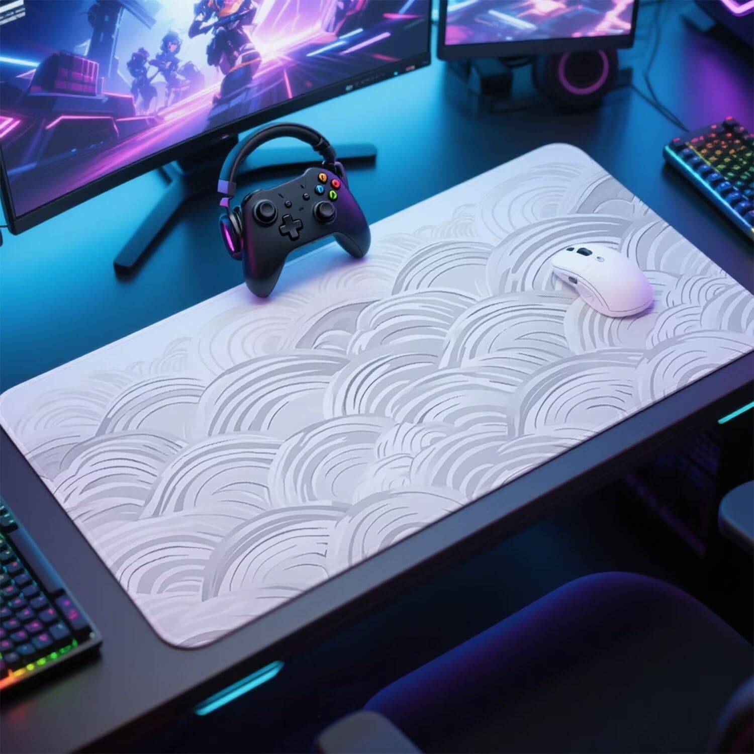 Abstrakcyjna podkładka pod mysz pod mysz pod mysz do gier XXL 1200 x 600 x 3 mm podkładka pod mysz gumowa fale ocean duża podkładka pod rękę gracz akcesoria PC, do klawiatury laptopa w-9467