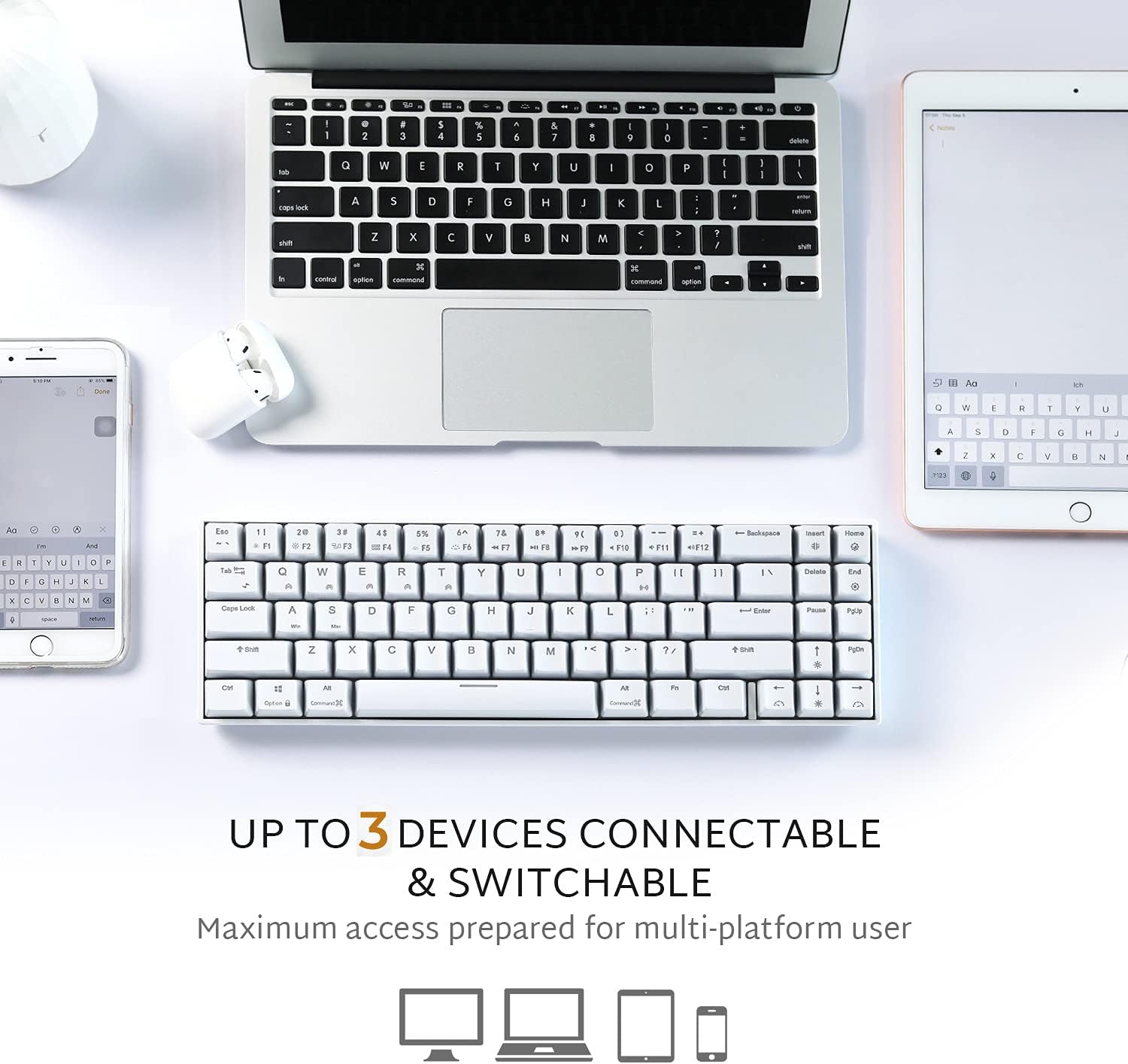 Get Popular Offer LNX3 RK ROYAL KLUDGE RK71 Wireless RGB Mechanical Gaming Keyboard (White)