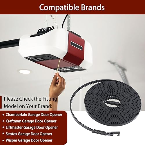 Vista 36 de Correa de transmisión 41A5434-13A, correa de apertura de puerta de garaje de 257 pulgadas 41A5434-13 para puertas de garaje de 8 pies de alto