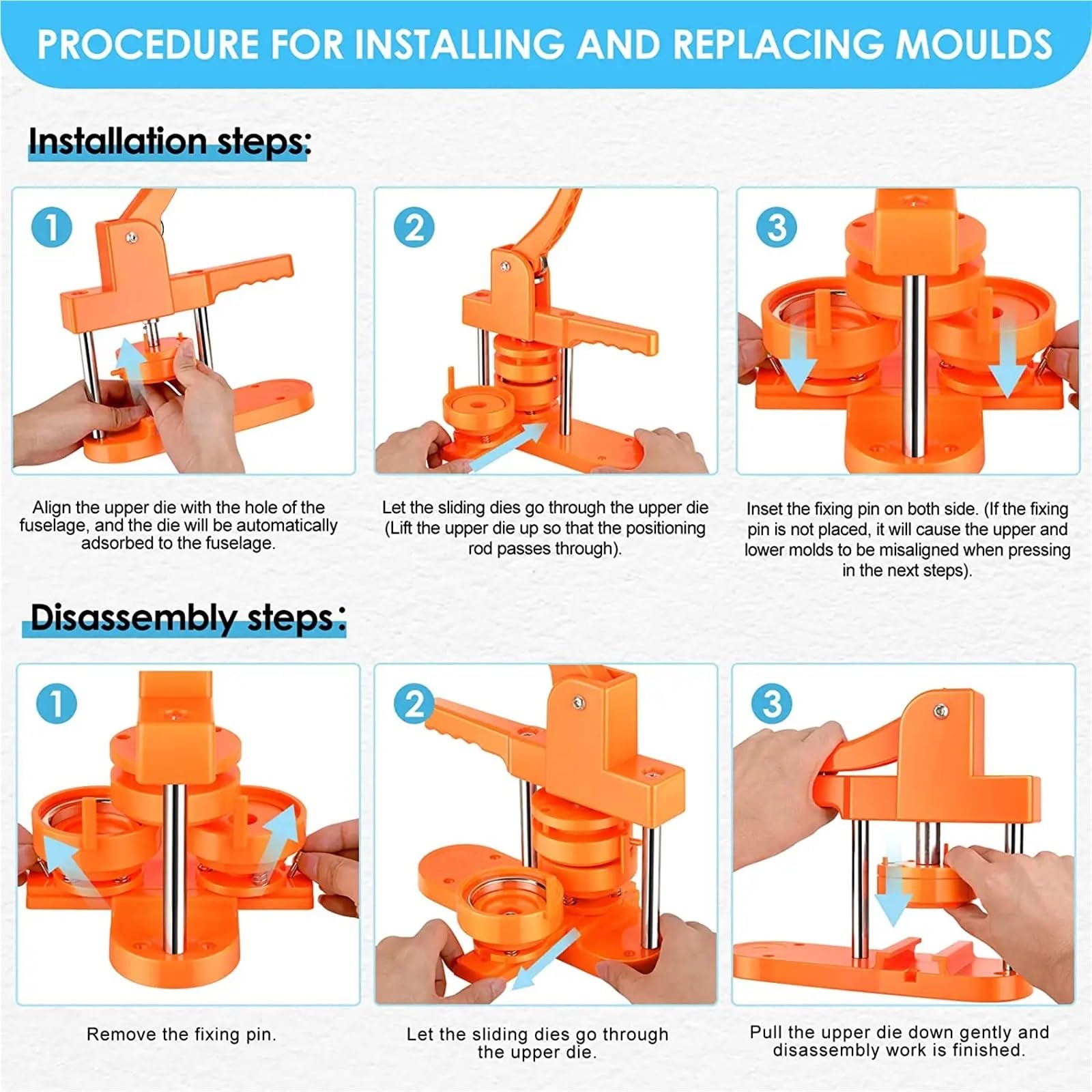Maquina Hacer Chapas DIY Pin Punch Button Press Badge Fabricación suministros Para aguja 300 botones Back Mylar y cortador redondo Pin Badge Making Kit(Accessories)