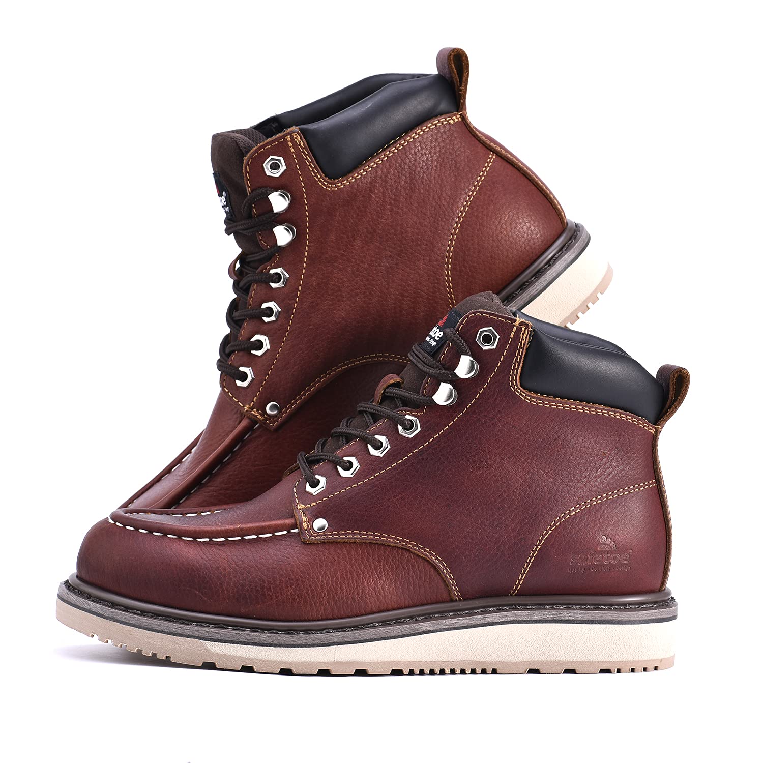 SAFEYEAR Safetoe Zapatos de Seguridad para Hombres y Mujeres, M-8076 Botas de Seguridad de tipo Cuero Impermeable, Dedo del pie Moc Ligeros Calzado Para Plantilla mas Comodas,EU 42