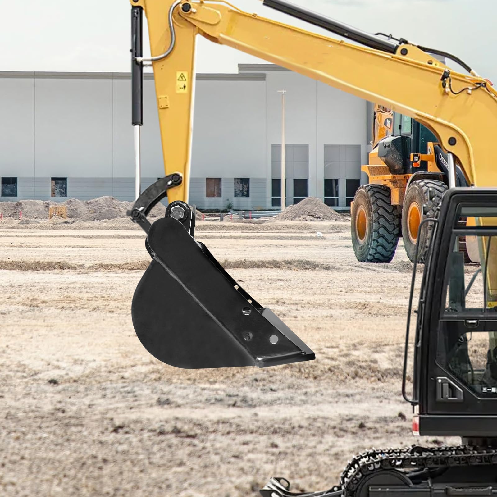 60 cm Siebschaufel für Minibagger, Baggerlöffel aus Stahl, Bodensiebschaufel mit 25 mm Bolzenlöchern für 800–2000 kg Minibagger, Materialsortierung & Erdarbeiten