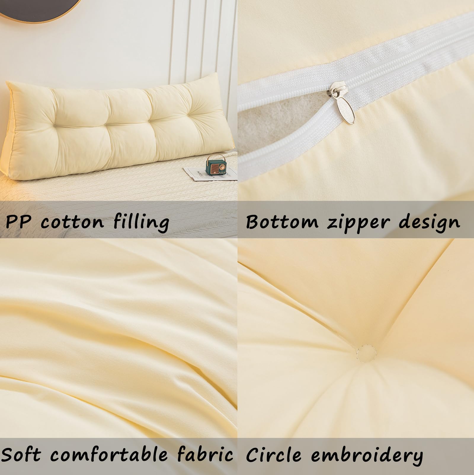 Almohada triangular de lectura, cojín de cuña de color sólido para cama, sofá y dormitorio, almohadilla de respaldo suave de apoyo lumbar, 200 x 50 x 15 cm, ideal para comodidad y relajación