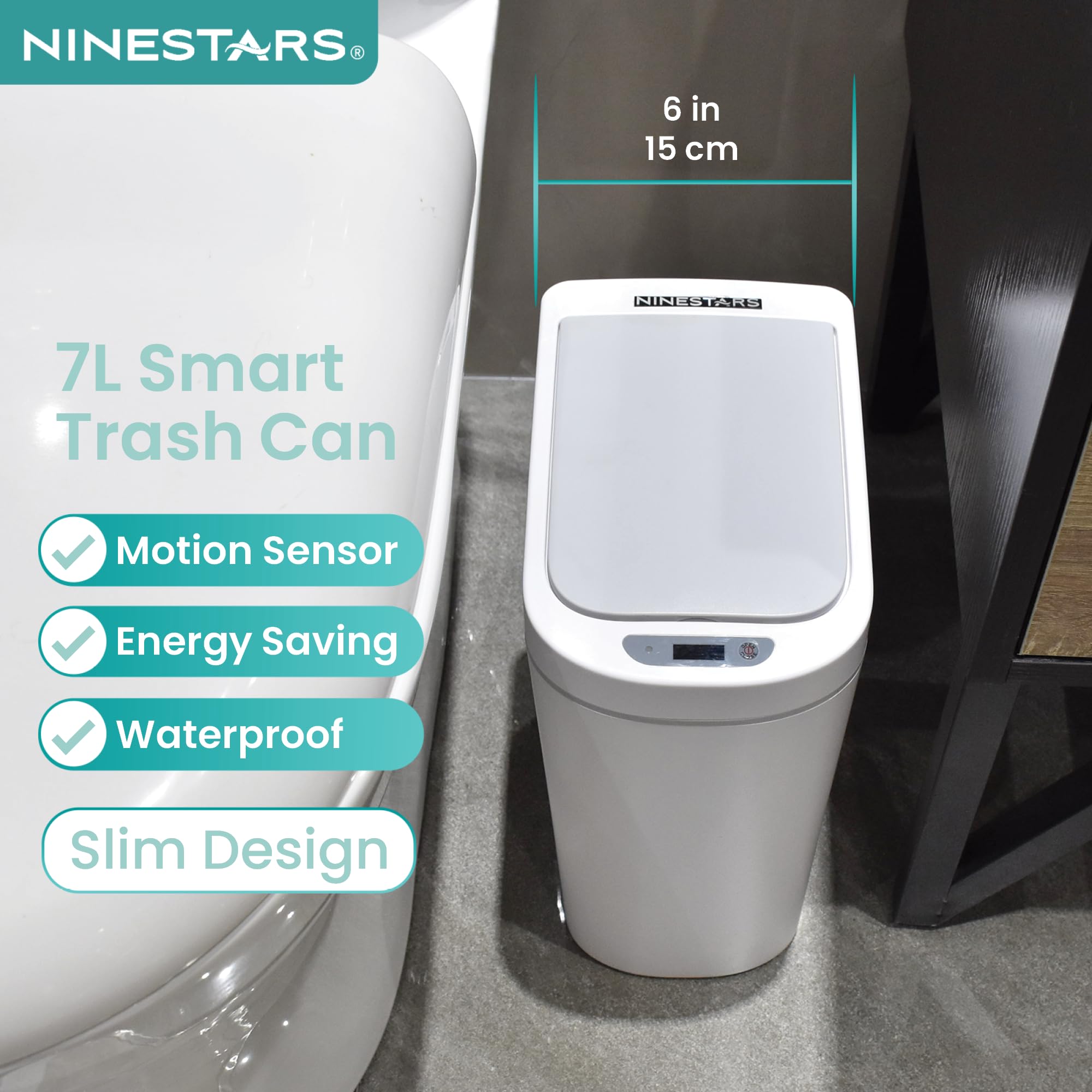 SEVENSTAR　TRASH CAN  VINTAGE Amazon.com: NINESTARS AMZ-7-2 Bathroom Automatic Infrared