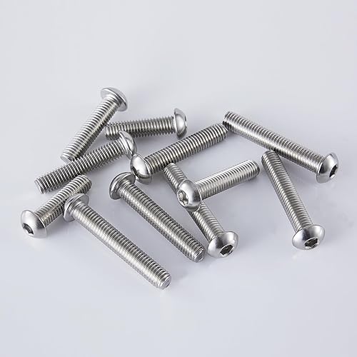 Miniatura 6 de Tornillos de cabeza de botón de 14-20 x 1, acero inoxidable 304 18-8, unidad de enchufe Allen, acabado brillante, roscas de máquina completa,