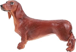 DECHOUS リアルなポーズと鮮やかな色彩のプラスチック製ダックスフント模型 犬置物 インテリア飾り 部屋向け 知育 として知能と想像力育成