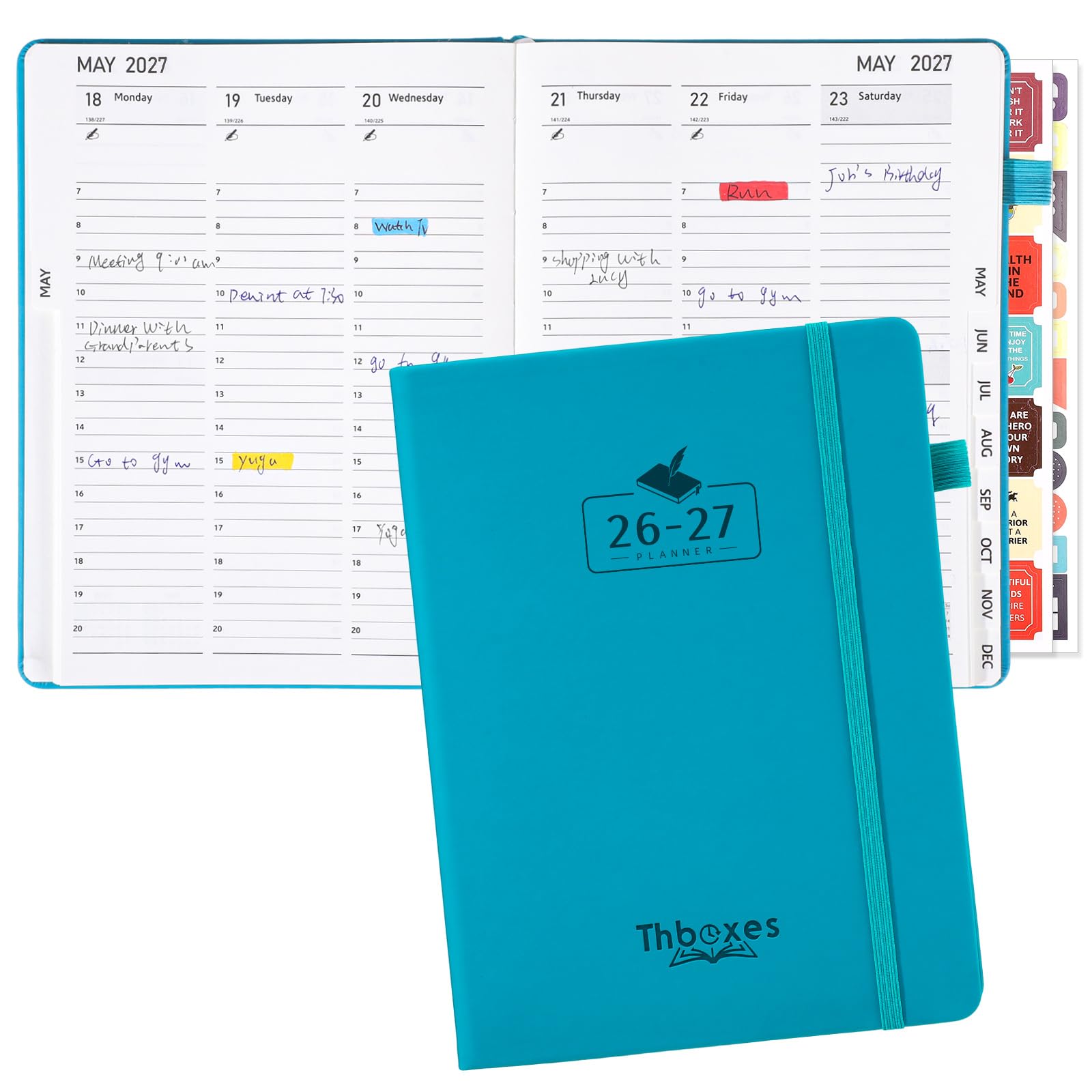Academic Diary 2026-2027, A5 Week to View Vertical Weekly Planner from August 2026 to July 2027, Hardcover Academic Diary with Monthly Tabs & 4 Sheets Stickers (Blue) — image 1