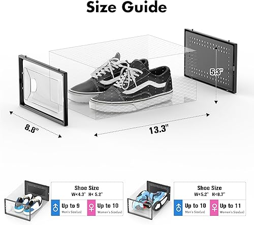 Vista 2 de Caja de almacenamiento de zapatos, paquete de 15 organizadores de zapatos apilables de plástico transparente para armario, diseño entrelazado