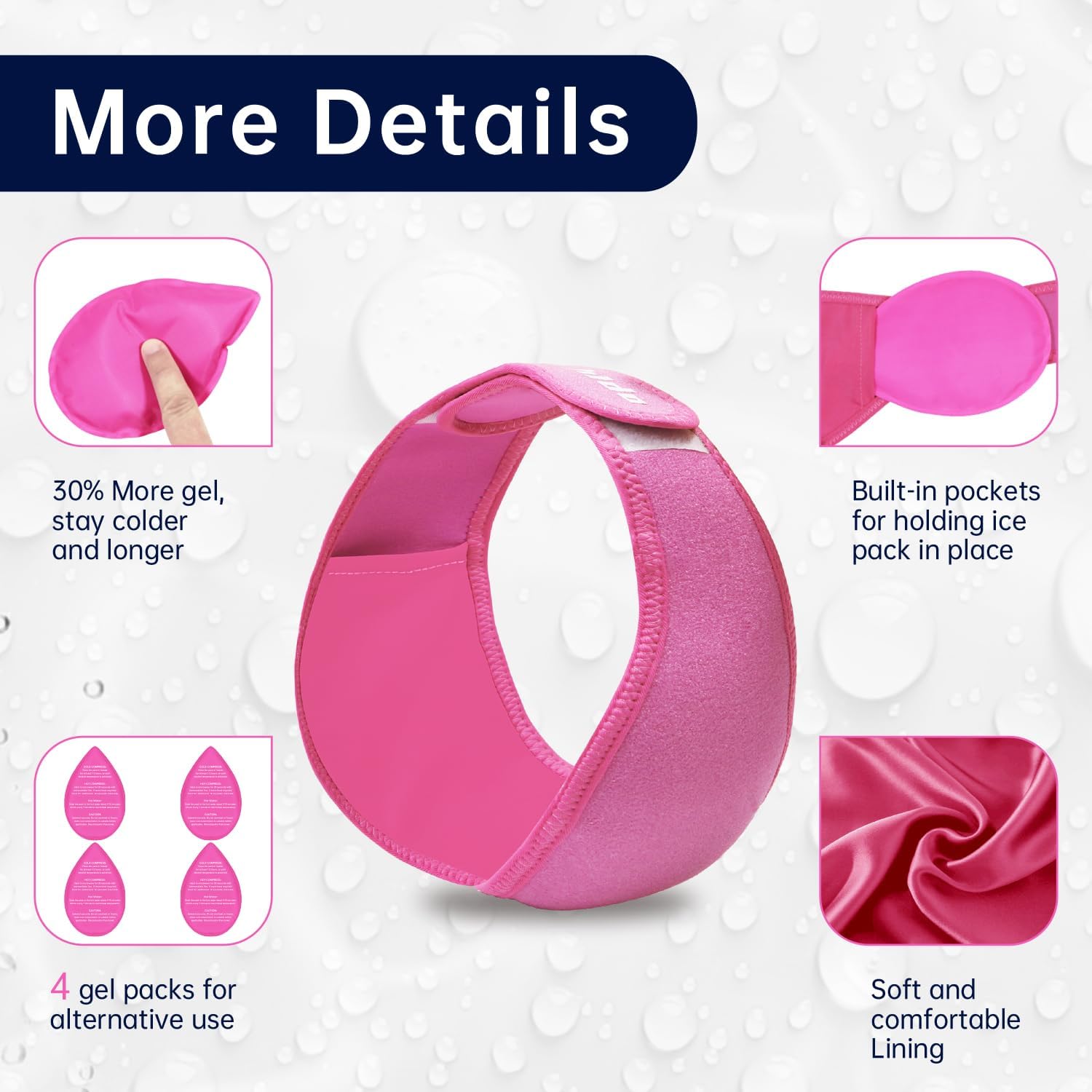 Wisdom Teeth Ice Pack Head Wrap Jaw Face Ice Pack with 4 Gel Packs
