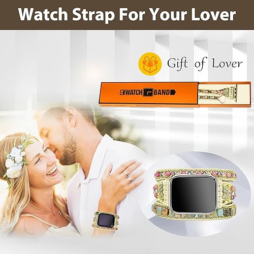 Miniatura 3 de Pulseras bohemias hechas a mano con cuentas de cristal natural para reloj inteligente, repuesto para iWatch, Apple Watch Series Ultra SE 8, 7, 6, 5,