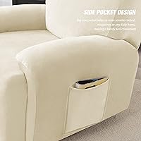 Vista 4 de Fundas elásticas para sillón reclinable, 4 piezas, funda de terciopelo ultra suave para silla reclinable, funda de sofá de un solo asiento, Beige