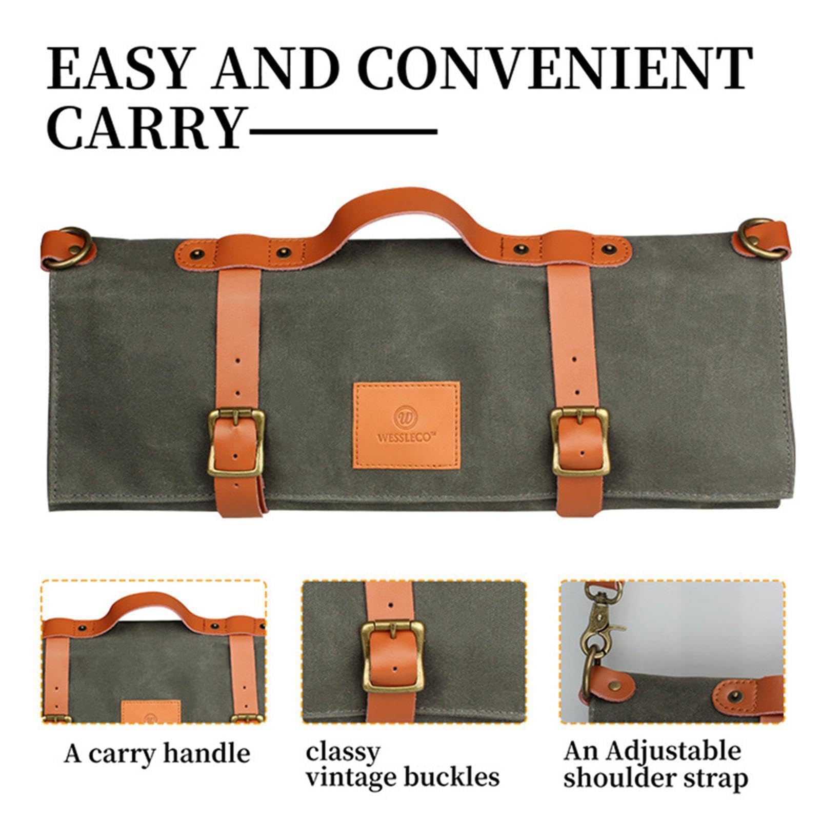 Sac à roulettes pour ustensiles de camping | Sac de rangement pour | vaisselle de camping - Sac de rouleau de coupeur de toile imperméable, transporteur de coupeur, étui de coupeur de chef pour