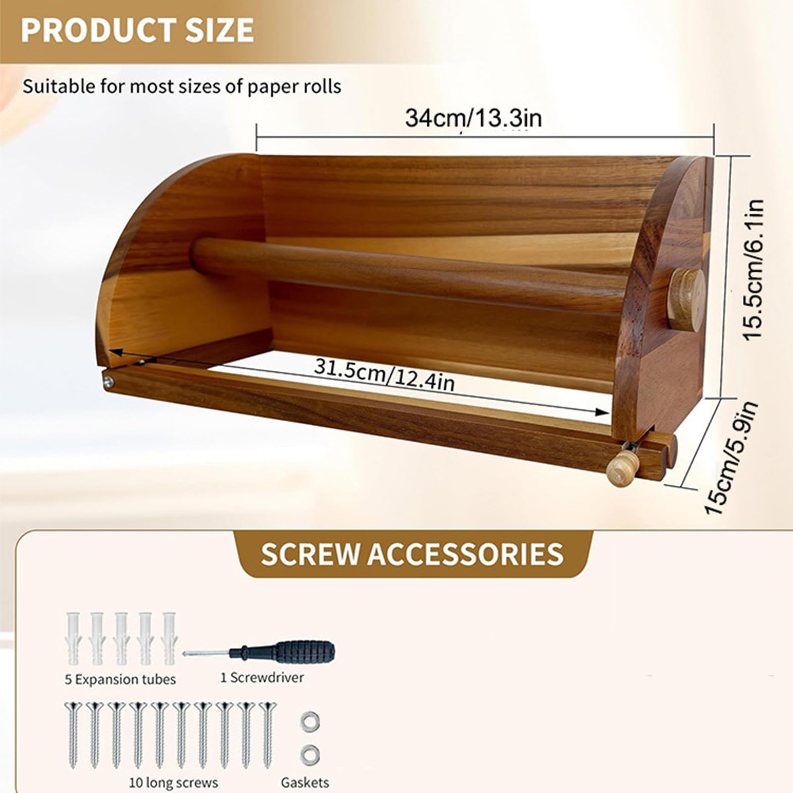Portarotolo da cucina in legno per uso familiare con design naturale