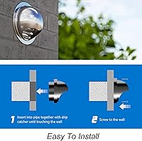 Vista 5 de Tapón de ventilación redondo de pared de 2 a 12 pulgadas, cubierta de ventilación de pared de acero inoxidable con rejillas extractor externo