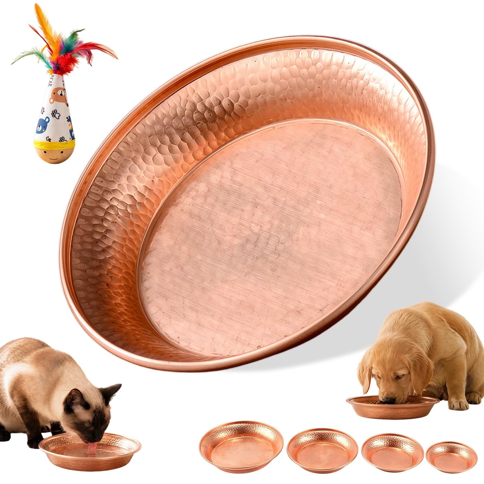2026 New Copper Dog Bowl, Handcrafted Hammered Copper Bowl