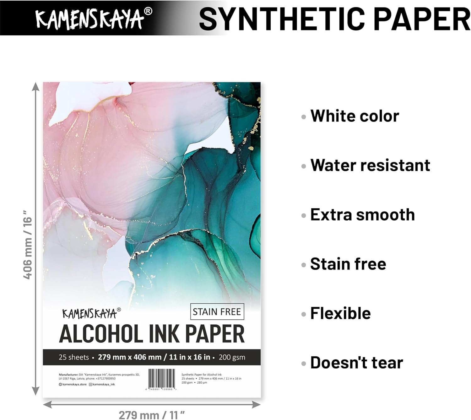 Kamenskaya Alcohol Ink Set with Alcohol Ink Paper