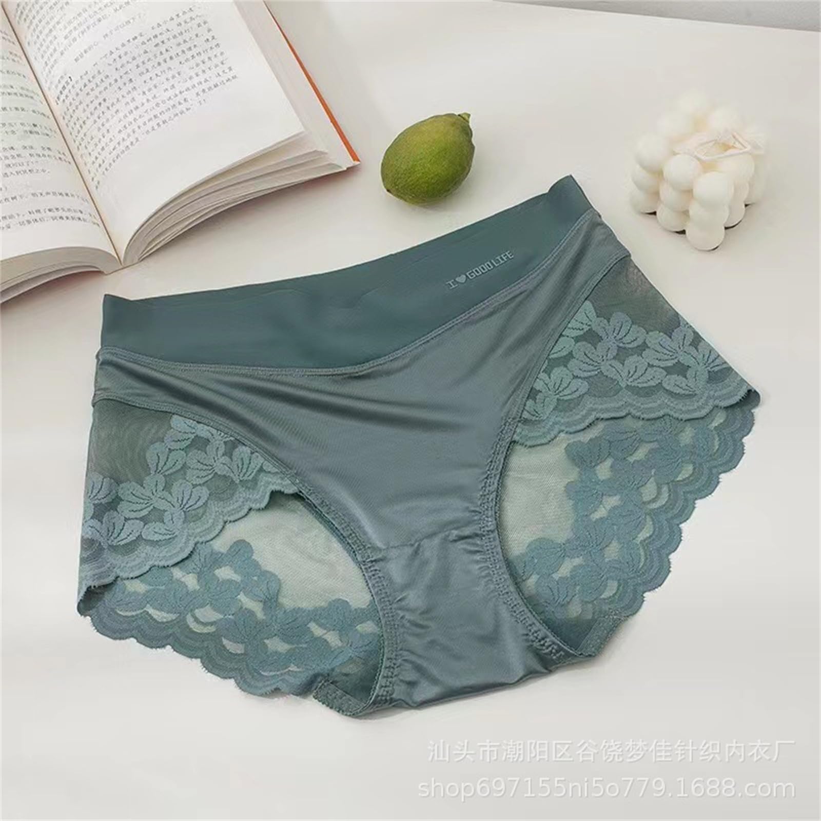 Culotte Hipster Donna Pizzo Donna Sexy di Grandi Dimensioni French Satin Mid-Vita Mutandine 3 Confezioni-B-40-55 kg