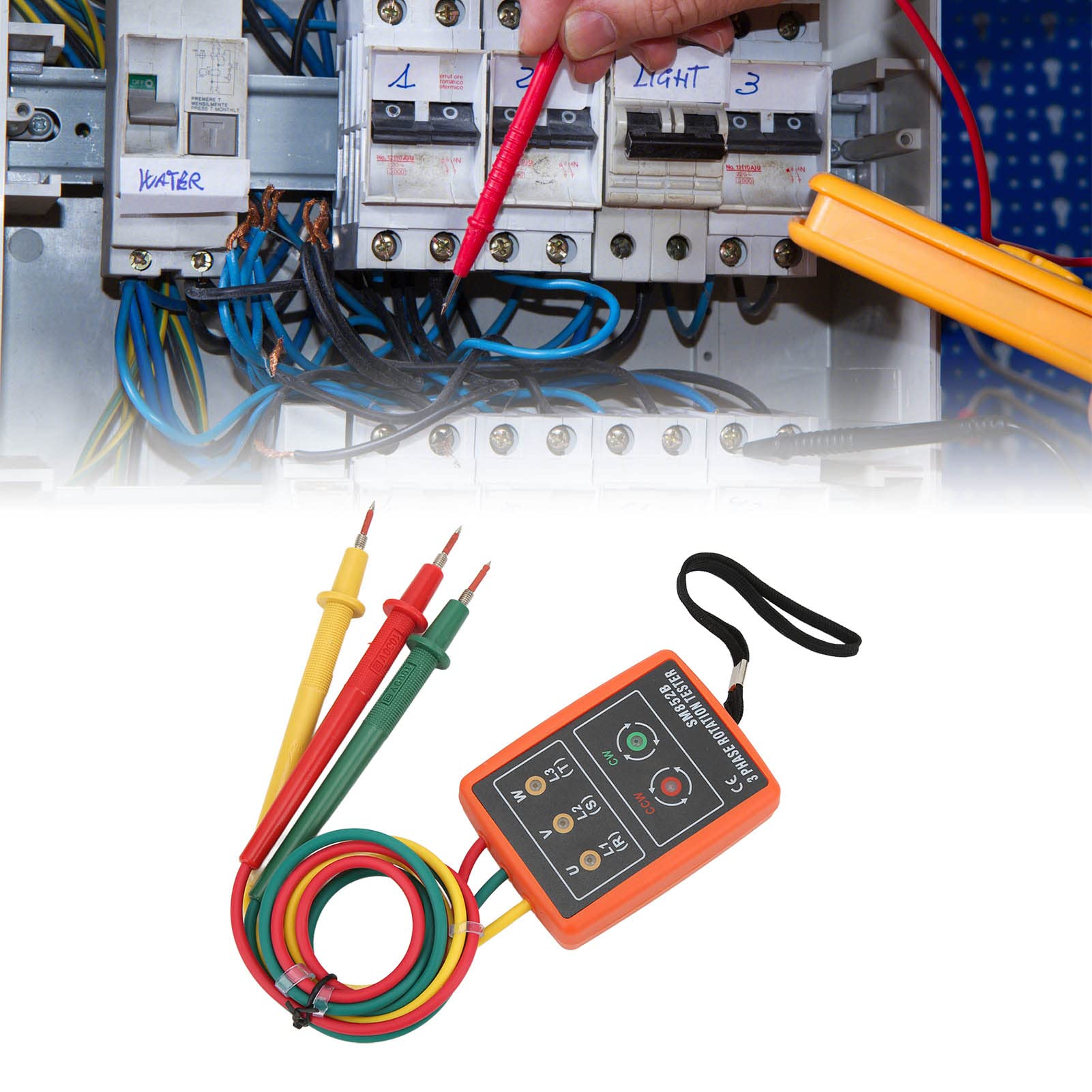 SM852B Tester Di Sequenza Di Fase 3 – Indicatore LED E Cicalino Per Rilevamento Rotazione Motori AC (60-600V) - 2