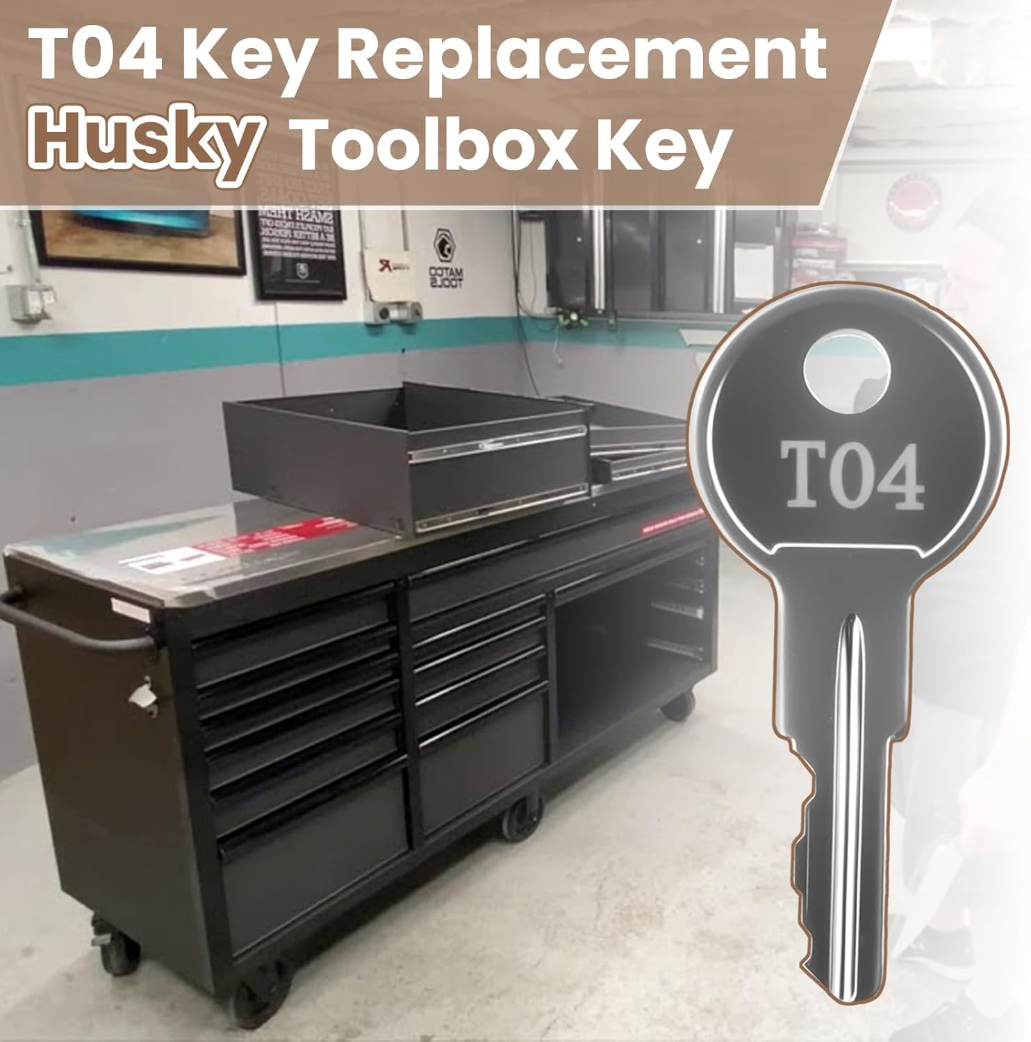 Replacement Keys for Husky Tool Box, T04 Key Replacement Husky Toolbox Key (T04 for Husky) 2-Pca