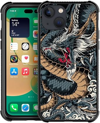 Compatible with iPhone 13 Mini,H Dragon 8 Pattern Design Scratch Shock Resistant Rugged TPU Protective Case for iPhone 13 Mini 5.4 Inch