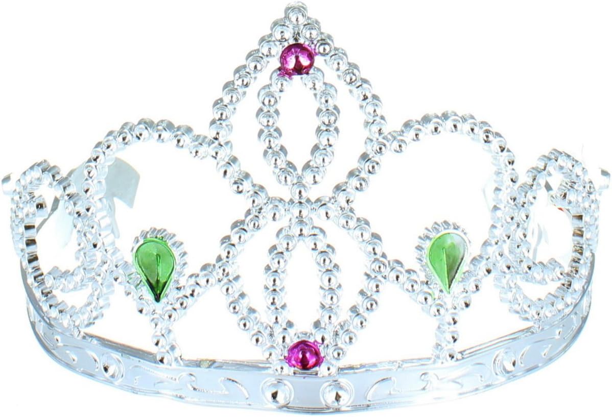 Tiara - silver jewelled plastic tiara with side grips