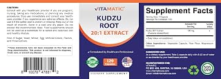Vitamatic Kudzu Root 20:1 Extract Pills (Pueraria lobata Root) – Herbal Supplement – Non-GMO, Gluten Free – 120 Veg Capsules – Made in USA
