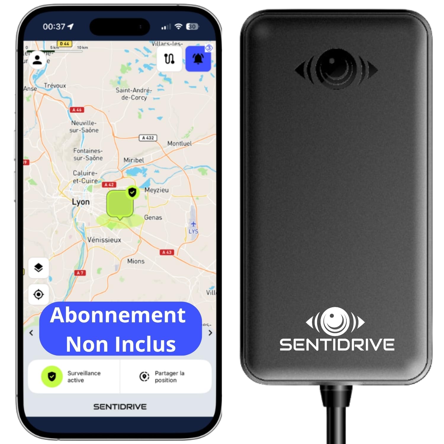 Traceur GPS Voiture sans Abonnement (Boîtier Seul) – Tracker GPS Auto Ultra Réactif (1 Seconde) – Appel Téléphonique avec Assistance Vol 24/7 – Balise GPS Véhicule avec Carte SIM intégrée