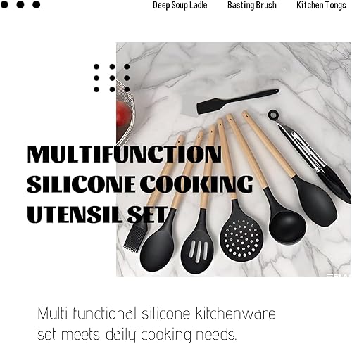 Miniatura 7 de Juego de utensilios de cocina de silicona para cocina, cucharas, espátulas, espátulas, accesorios, utensilios de cocina resistentes al calor para