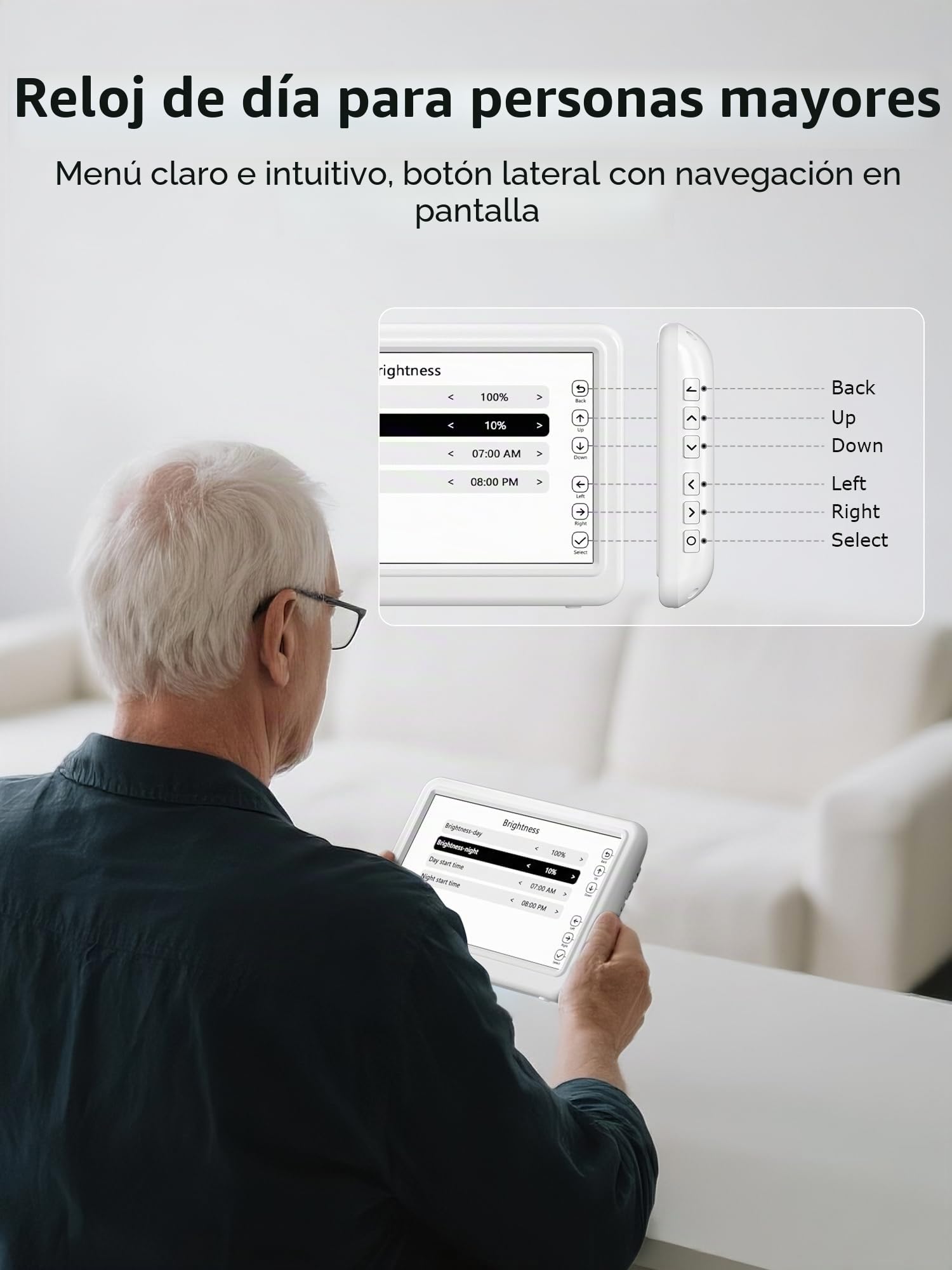 Mesqool Reloj Digital para Personas Mayores con Fecha y Día, Pantalla Grande de 18 cm, Despertador con Calendario, 20 Alarmas y 20 Recordatorios, Fácil de Leer