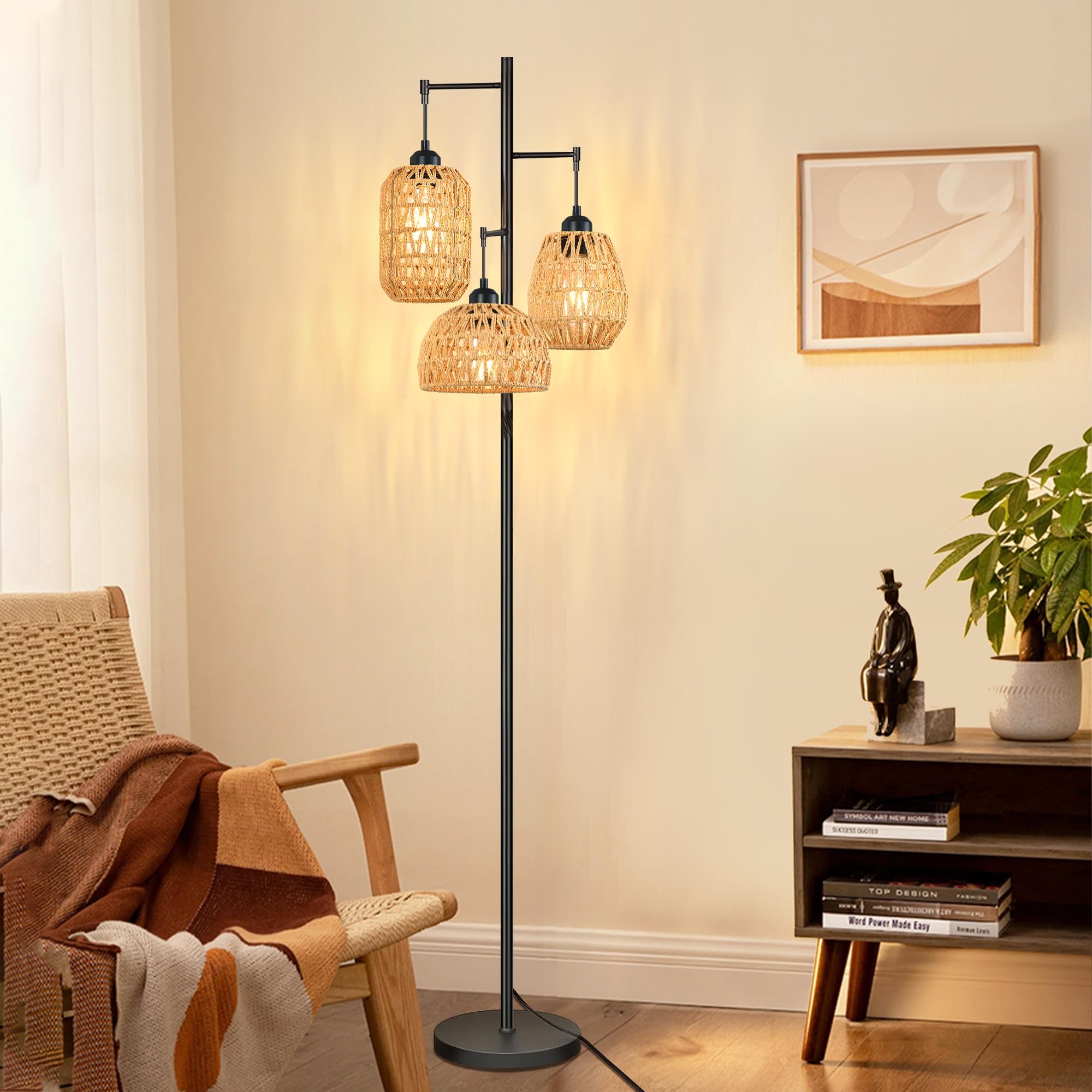 Osasy Floor Lamp-3 Flower Shades Unique,Farmhouse Standing - View #7