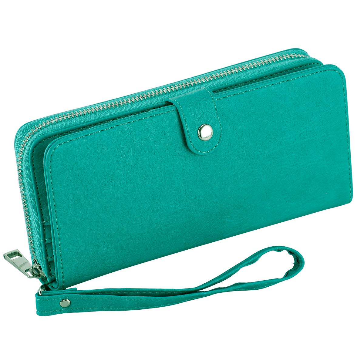 Women's Bifold Wallet Large Clutch Cellphone Purse Ladies Multi-Card Slot Wallet Passport Holder with Wristlet Strap