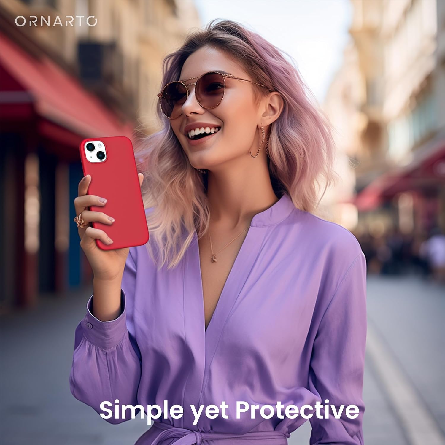 ORNARTO Compatible with iPhone 15 Plus Case 6.7", Slim Liquid Silicone 3 Layers Full Covered Soft Gel Rubber Cover Protective Phone Case with Anti-Scratch Microfiber Lining-Red thumbnail
