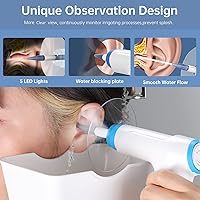 Vista 3 de Eliminación de cera de oídos, kit eléctrico de limpieza de oídos con luz, kit de riego de oídos con 4 modos de presión, kit de enjuague de oídos