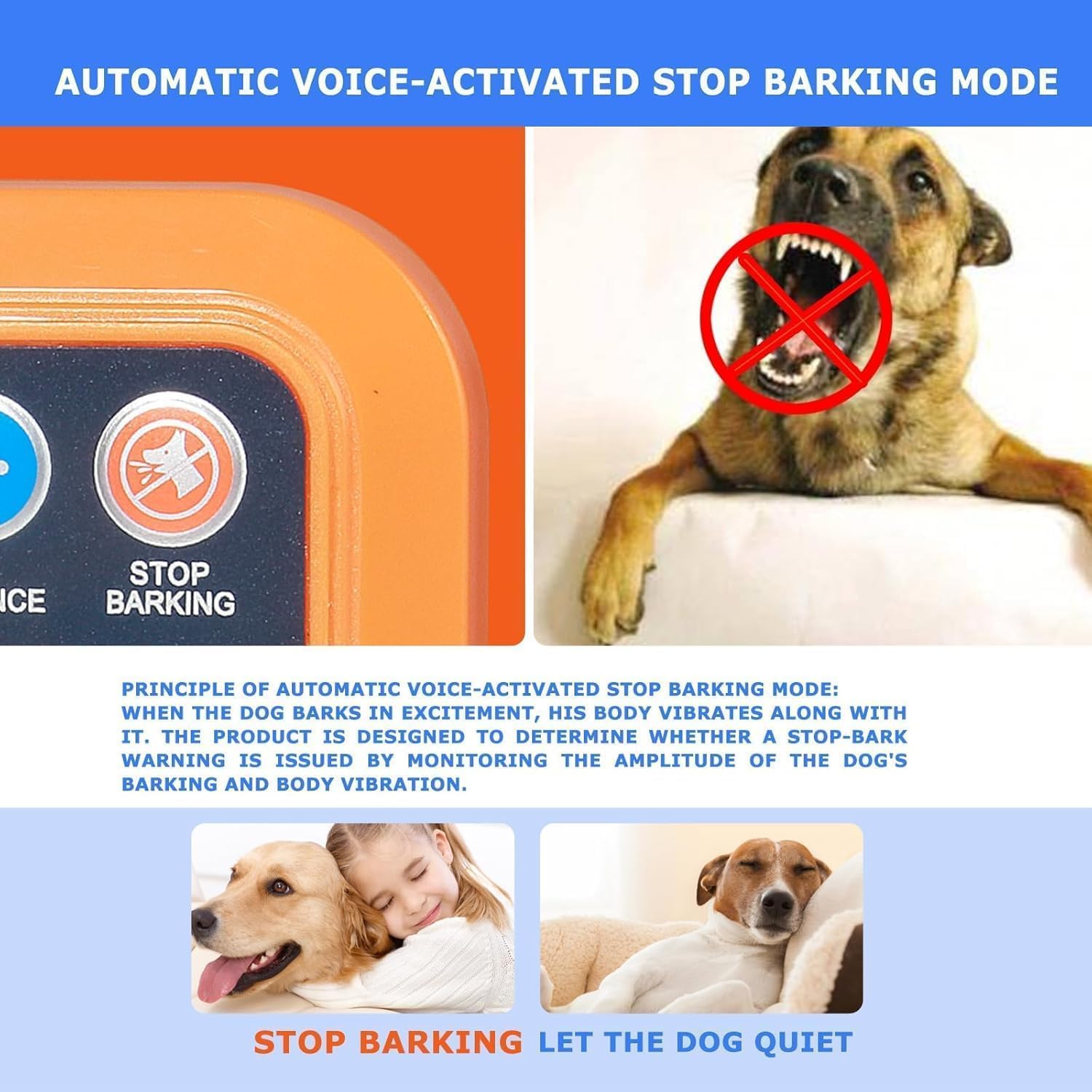 DOTSTAR Wireless Dog Fence Pet Training Barking Collar 3-in-1 System, Remote Automatic Voice-Activated No Barking Device, Dog Training Fence Electric Container, Wireless Charging Waterproof Collar