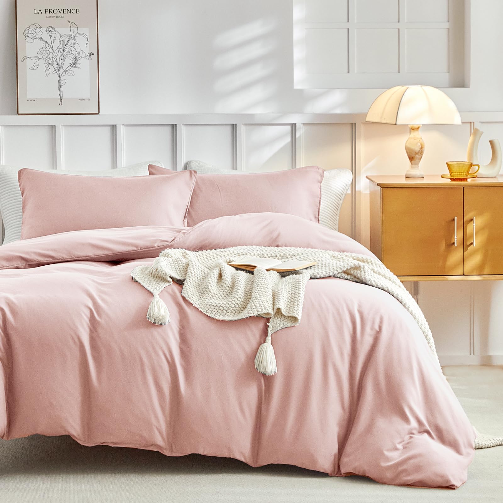 Lekesky King Size Duvet Cover Set Pink Bedding, Soft Microfibre King Size Bedding (1x Quilt Cover - Image 2