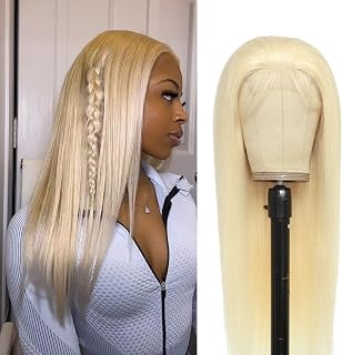 16 Inch 613 Lace Front Wig Human Hair 13x4x1 T Part Lace Frontal Wigs Bob Pre Plucked Straight Blonde Frontal Wig 150% Density Brazilian Virgin Straight Lace Front Wigs with Baby Hair Natural Hairline for Women