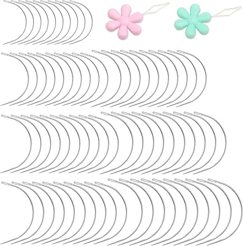 70 agujas de coser curvas, 7 tamaños, agujas de coser curvadas de cuero a mano, agujas de tejer para tapicería, agujas de bordar para proyectos de