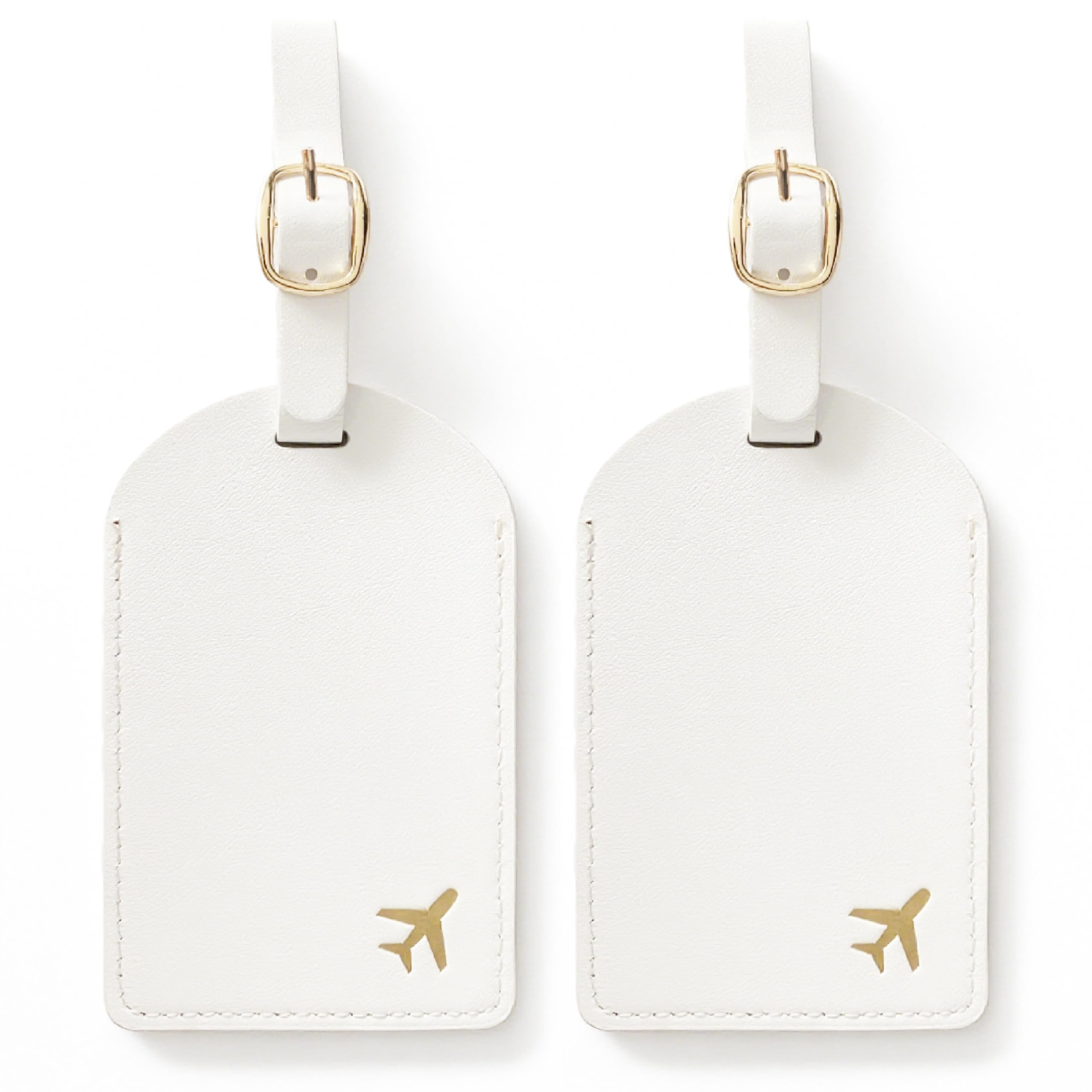 toTravelGear Luggage Tags for Suitcases,2 Pack PU Leather Privacy Protection Bag Tags Travel Accessories Essentials,Cream