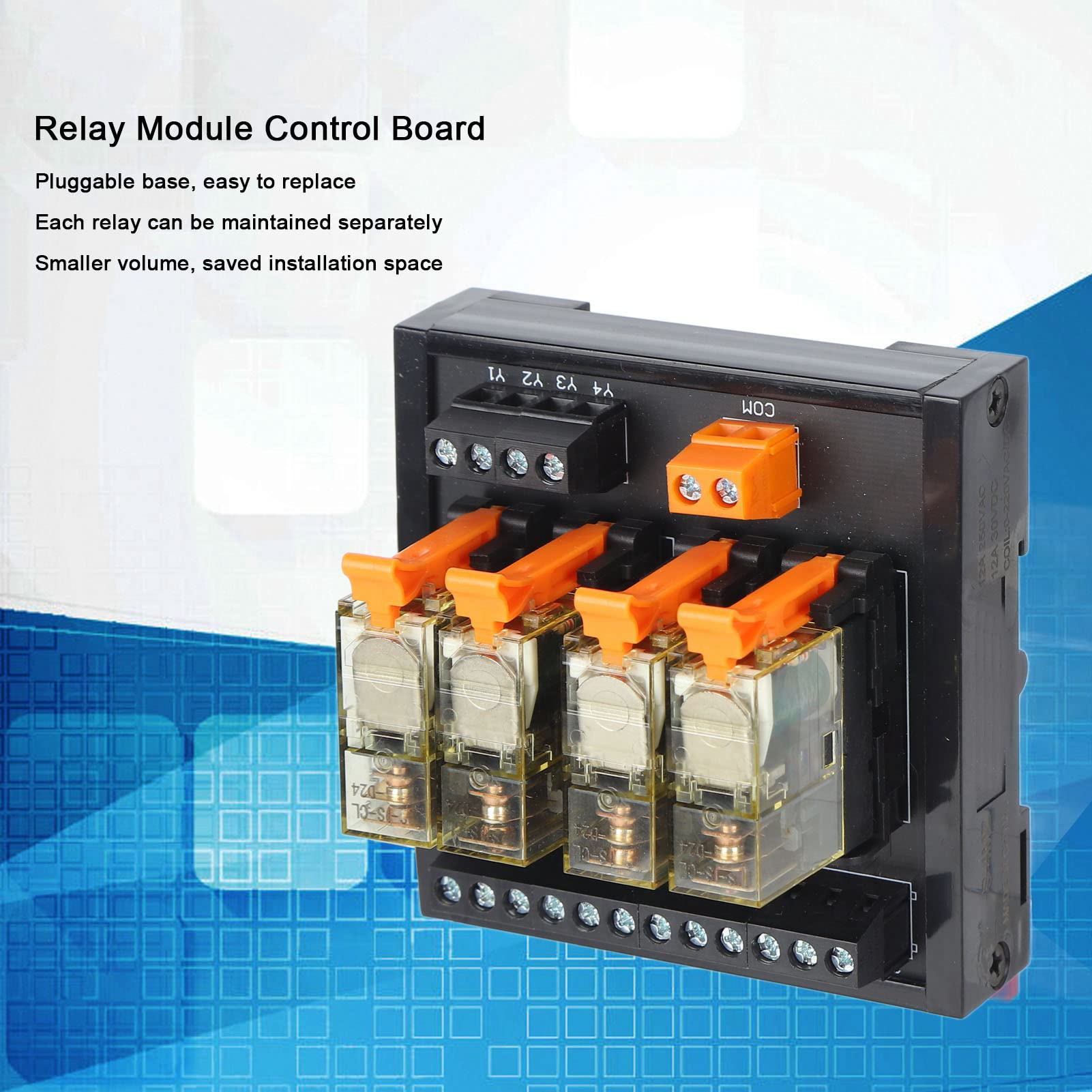 Omabeta Tablero de Control del Módulo de relé Diseño Duradero de 4 Canales para Equipos Industriales Montaje en Riel DIN de 2 Piezas