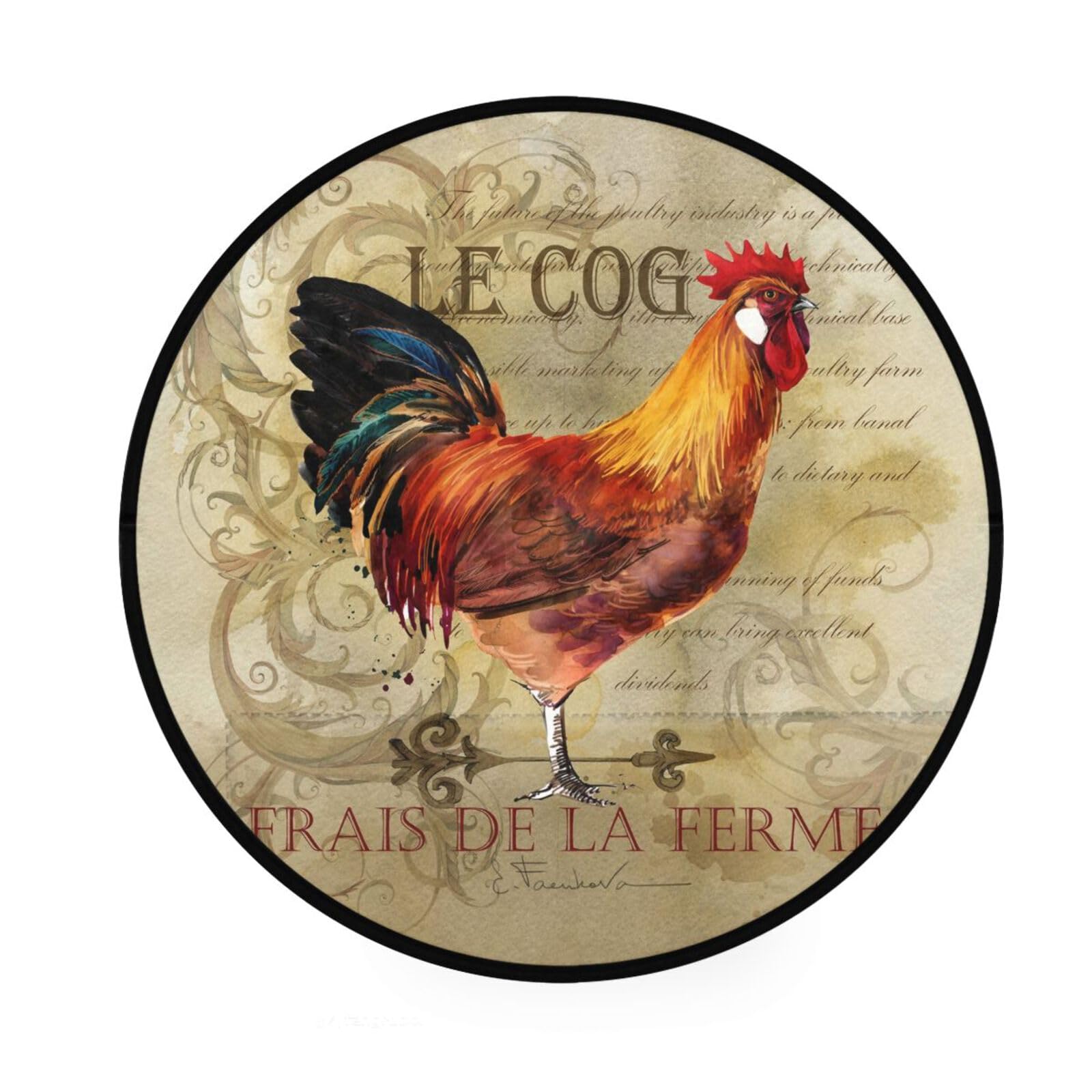 Tapis rond coq pour chambre enfant tapis de jeu antidérapant salon et entrée