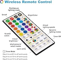 Vista 7 de Luces de hadas USB con enchufe de 33 pies, 100 LEDs con control remoto, luz blanca cálida que cambia de 20 colores, luces intermitentes