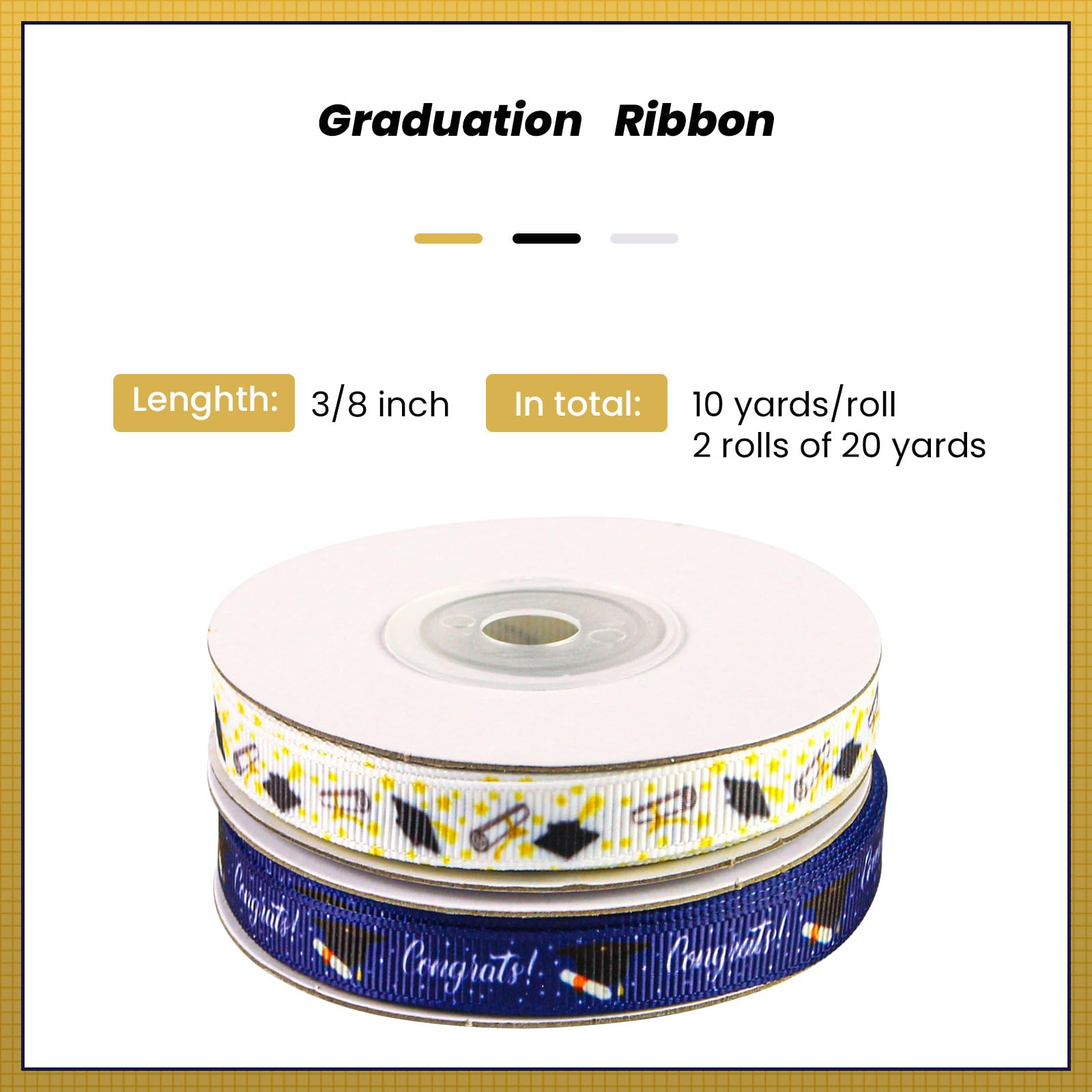 Snapklik.com : 2 Rolls 20 Yards Graduation Ribbon, 3/8 Inch Wide, Blue ...