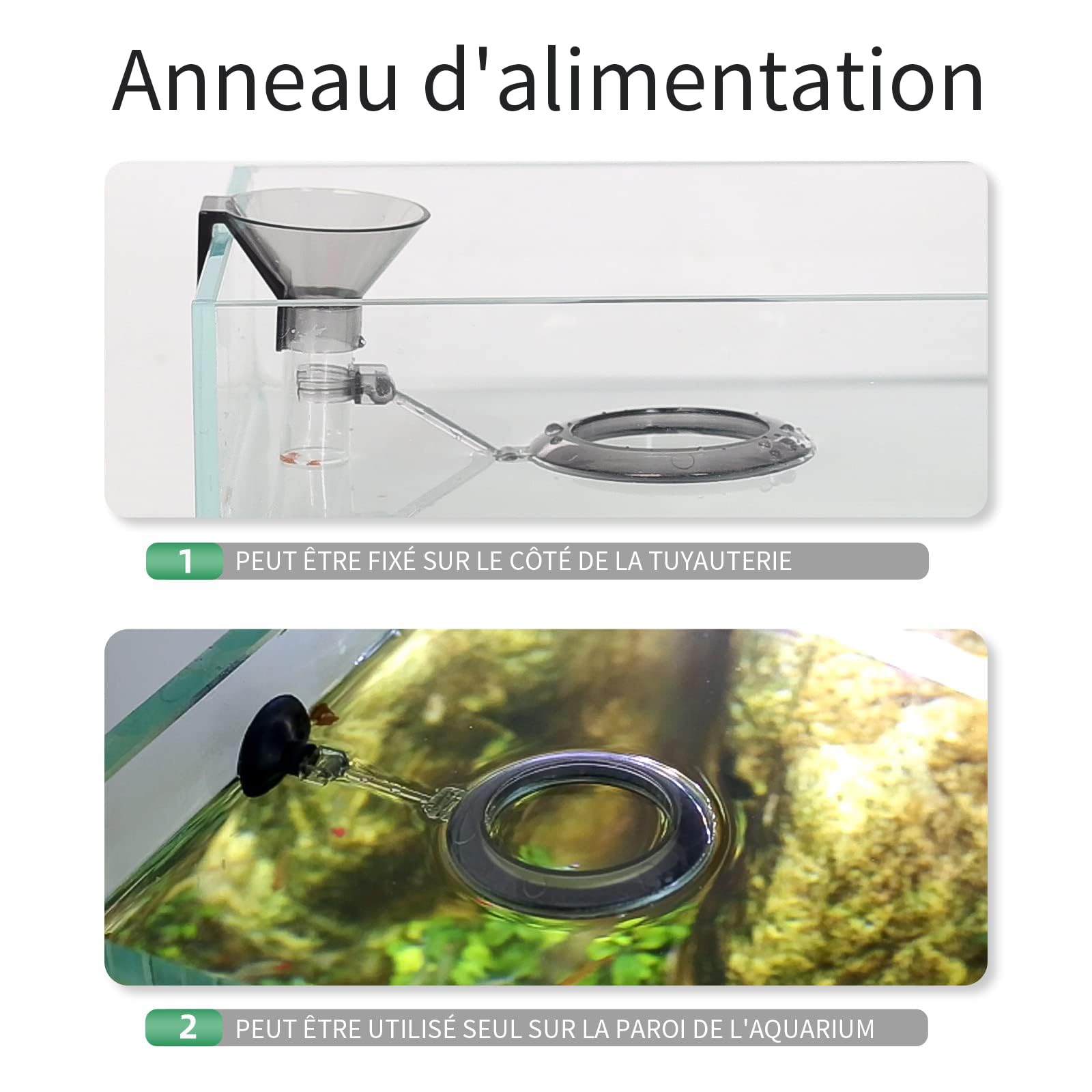 boxtech Tube d'alimentation Assemblé, Tube d'alimentation pour Aquarium, Deux Positions d'alimentation pour Les Poissons SupéRieurs Et InféRieurs (20-37cm)