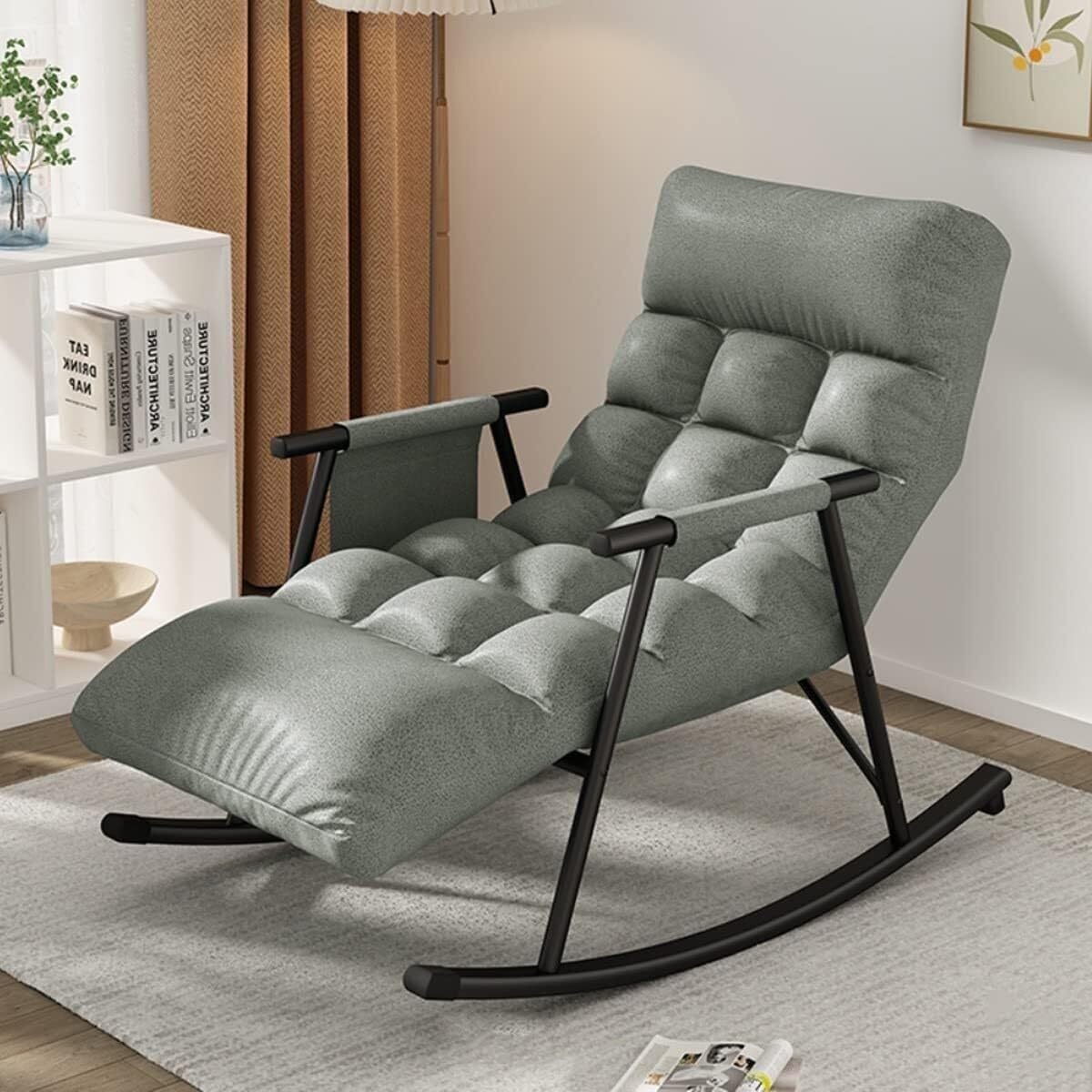 Sillón reclinable Ajustable para Interiores para Adultos - Cómodo sofá Individual para Dormitorio, Sala de Estar, Sala de Lectura y balcón - Sillón de Tela técnica (Gris