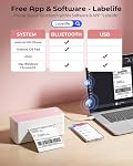 Phomemo 241BT Bluetooth Thermal Label Printer, 4x6 Shipping Label Printer for Small Business, Thermal Printer for Home Use, Shipping Package, Compatible with Canada Post, Ebay, Shopify, UPSP, Pink