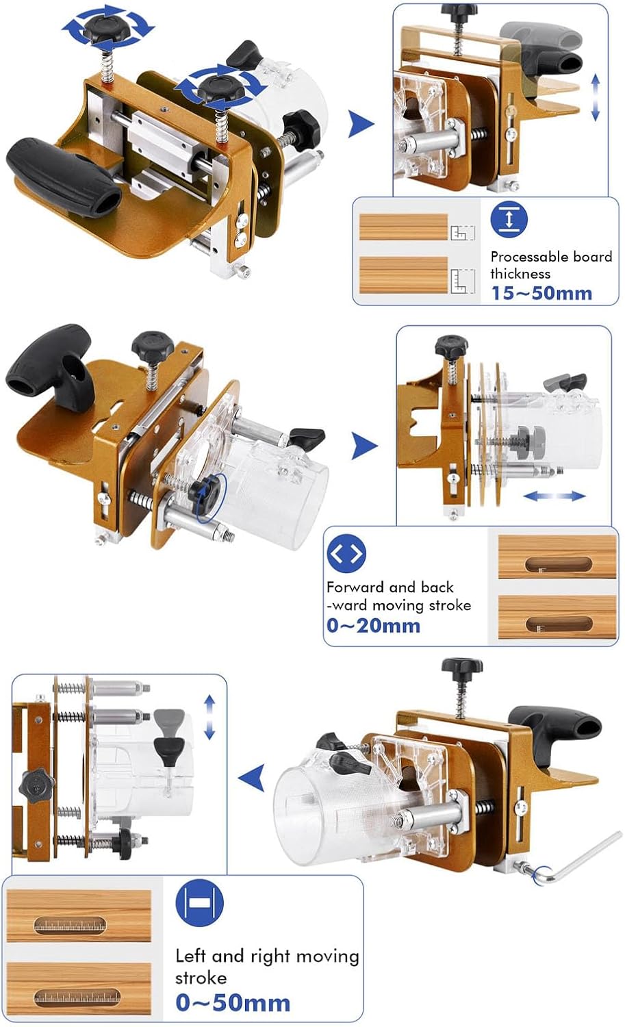 Goshyda Mortising Jig 2 in 1 Efficient Stainless Steel Slotting Fixture for Woodworking Slotting Positioner,Mortise and Tenon Jig for Woodworking Tool