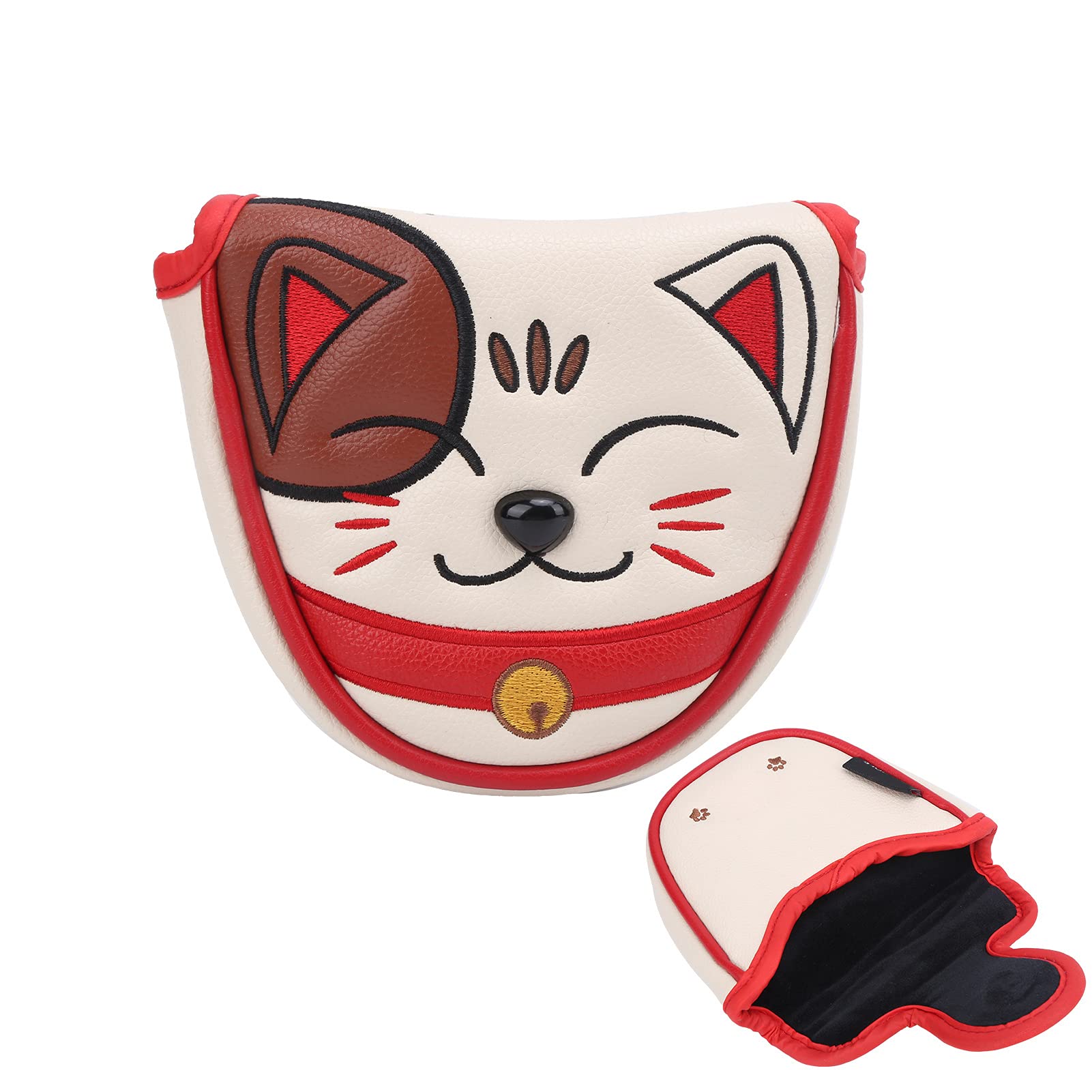 Pokrowce na główkę Młotka Golfowego, Lucky Cat Wodoodporna Osłona Główki Młotka Golfowego Club Center Putter Osłona Główki Osłony Ochronnej
