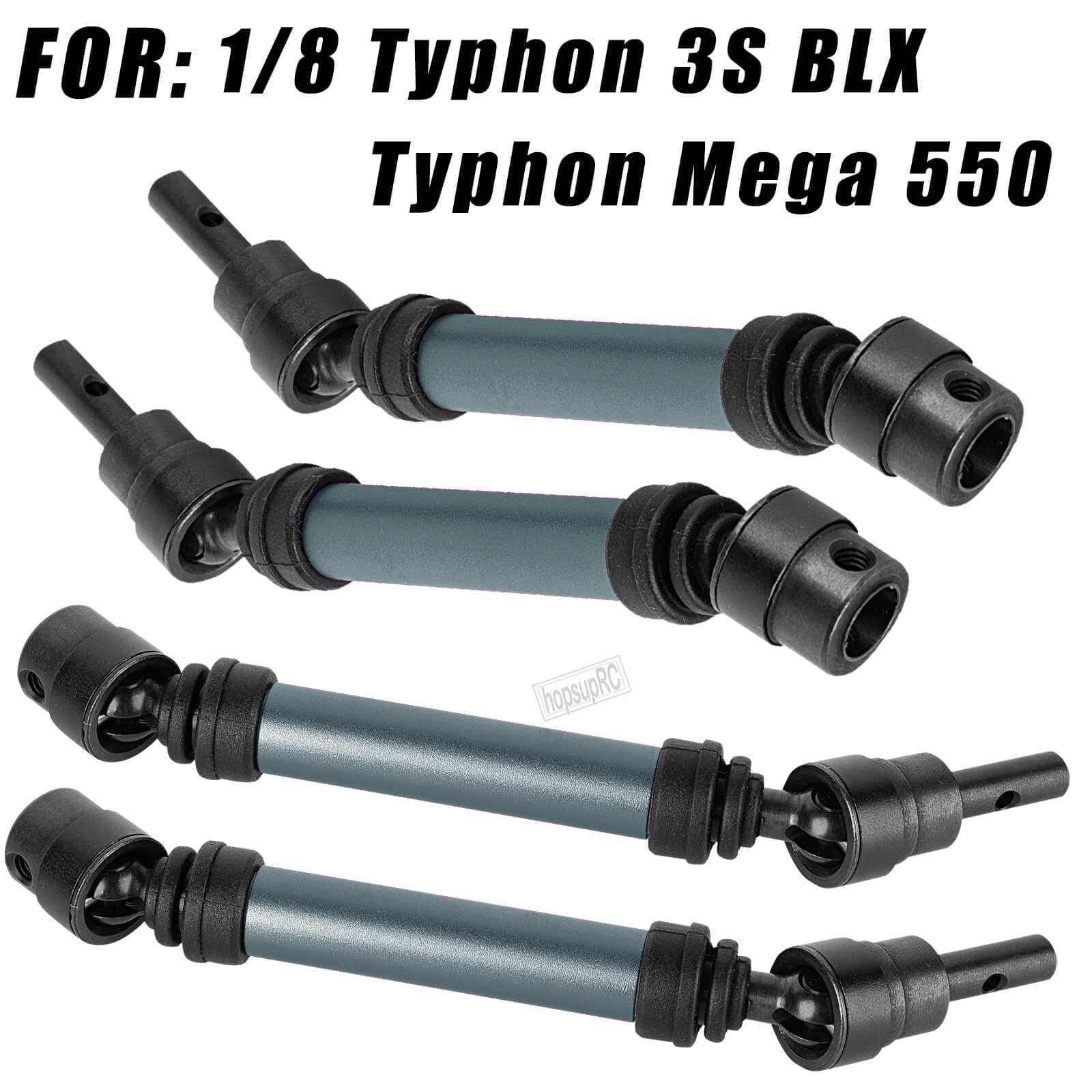 hopsupRC RC Drive Shafts Upgrades Part for 1/8 Typhon 3S BLX,Typhon Mega 550,RC #45 Steel CVD,Harden Front Rear Driveshaft Axles Hops up(4PCS),Titanium